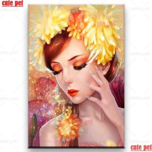 Cute pet DIY diamond painting Diamond Fantasy blond woman Embroidery gift Square Diamond Round Diamond Mosaic puzzle Home Decor