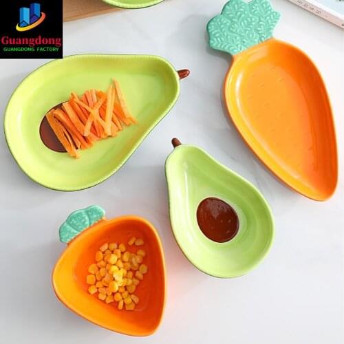 Nordic Creative Cute Avocado Glaze Color Ceramic Dish Snack Fruit Salad Bowl Breakfast Cereal Dessert Plate Photography Props
