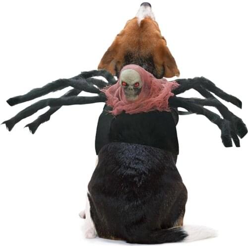 Halloween Plush Spider Costume Pet Hooded Cosplay Costume For Dogs Cats Party Cosplay Simulation Spider Dog Costume