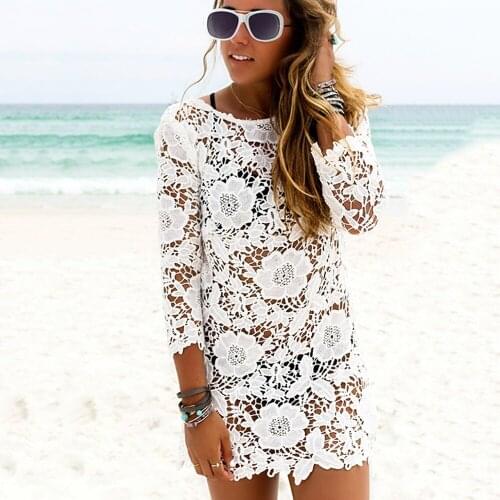 Summer Lace Dress White Sexy Party Dresses Multi Way Dress F2946 Full Lace 3/4 Sleeve