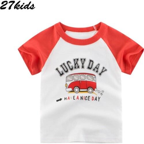 Summer Kids Boys T Shirt Lucky Print Short Sleeve Baby Girls T-shirts Cotton Children T-shirt O-neck Tee Tops Boy Clothes