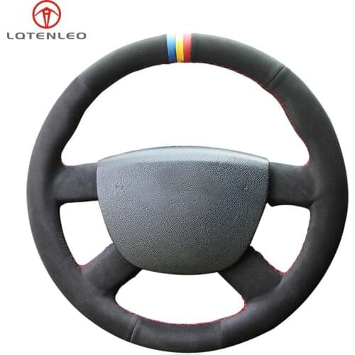 LQTENLEO Black Suede Car Steering Wheel Cover For Ford Kuga 2008-2011 Focus 2 2005-2011 Focus 3 2012-2014 C-MAX 2007-2010