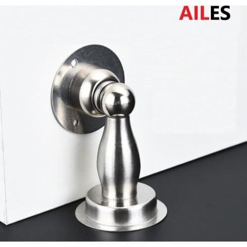 Stainless Steel Magnetic Door Stopper Non-punch Nail Free Door Holder Hidden Doorstop Furniture Door Hardware