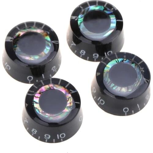 Musiclily Pro B-Stock Metric Size Abalone Circle Top Guitar Speed Control Knobs for Epiphone Les Paul SG Style, Black (Set of 4)