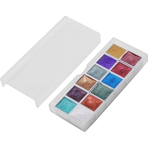 XILEYW Solid Watercolor Paint Set, Portable Iron Box Pigment Set, Hand-Painted Pearl Color Nail Is Suitable for Art