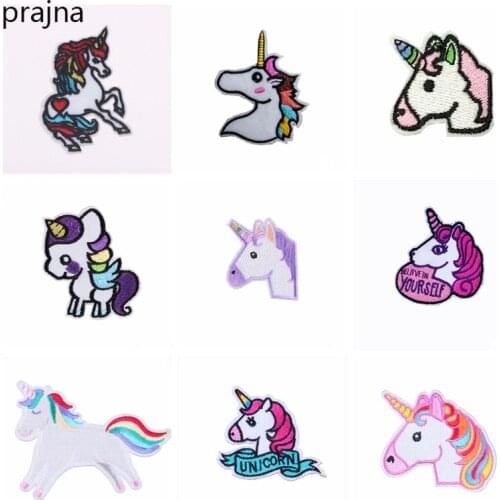 Unicorn Patch Embroidered Patches for Clothing Sew/Iron On Clothes DIY Applique Cartoon Stickers for Clothes Accessories Stripes