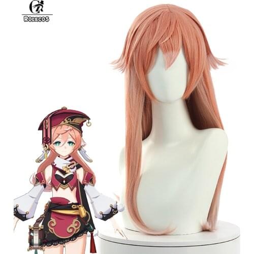 ROLECOS Game Genshin Impact Cosplay Wig Yanfei Cosplay Wig Women Headwear 75cm Gradient Synthetic Hair Heat Resistant