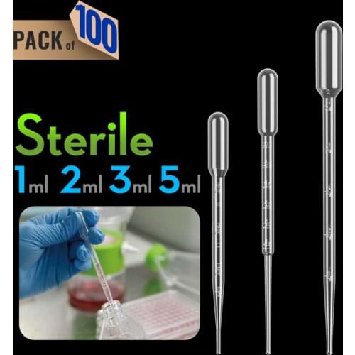 Sterile 1/2/3/5ml Plastic Pap Straws Transfer Pipette Essential Oils Pipettes individual package 100pcs by Ks-Tek