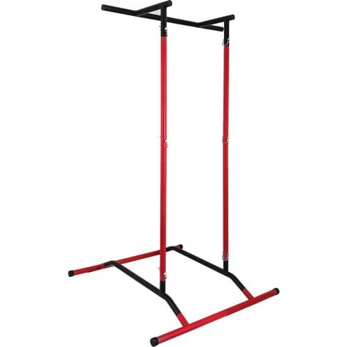 Pull Up Dip Station Power Tower Station Multi Station(Black+Red No Bag)