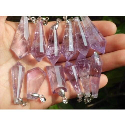 69g 10 NATURAL Amethyst quartz crystal Pendants healing