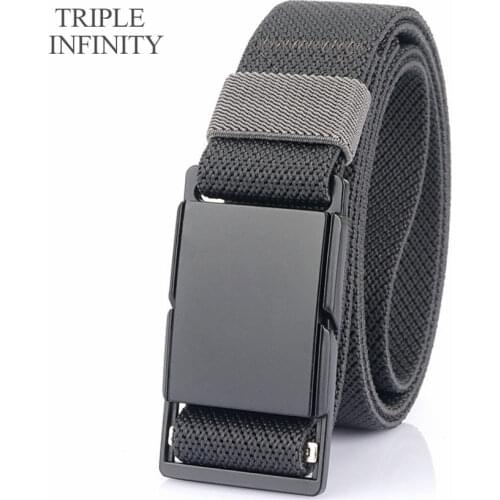 Quick Release Metal Magnetic Buckle Men Belt Comfortable 3.4cm Width Non-Slip Jeans Straps Casual Nylon Belt Sports Accessories