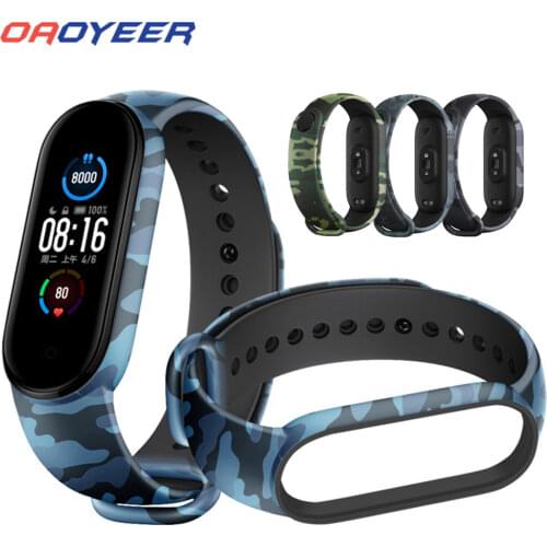 Oaoyeer Camouflage Strap for Xiaomi Mi Band 5 Silicone Wrist Strap For Replacement Sport Bracelet For Miband 5 Wristband New