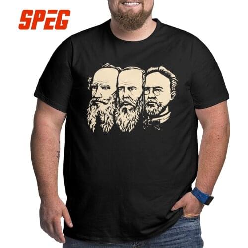 Russian Tolstoy Dostoevsky Chekhov T-Shirts Men O Neck 100% Cotton T Shirts Short Sleeve Big Tall Tee Shirt Plus Size Big Size
