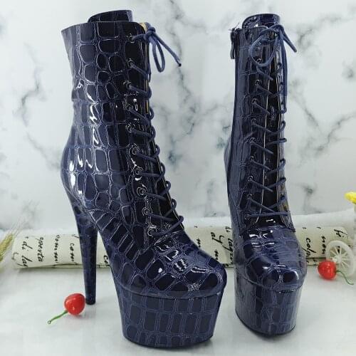 Leecabe Newest 17CM/7inches Pole dance boot with denim High Heel platform Boots closed toe Pole Dance boot