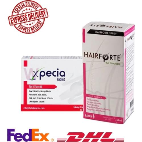 Xpecia Hair Loss Treatment for Women 60 Tablets + Hairforte Spray 60ml Procapil %2, DHT BLOCKING