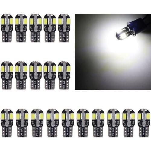 10Pcs T10 W5W LED Canbus No Error Car Interior Reading Dome Lights Auto Parking Lamp Wedge Tail Side Bulb