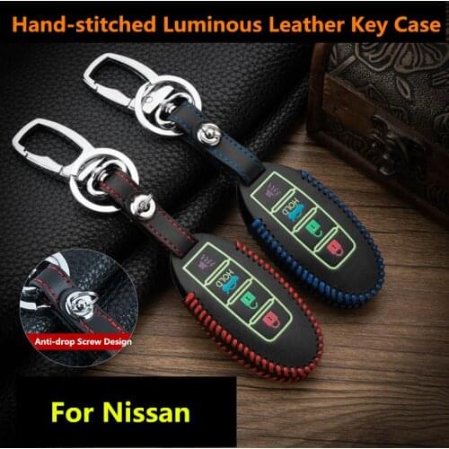 Luminous Leather Fob Cover Key Cases For Nissan Versa Maxima Altima Rogue Armada Sentra Murano Infiniti FX35 QX60 Smart Car Key