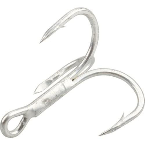 JonStar 10pcs/lot Treble hook 2X Super Strong #1 #2 #4 #6 For Tuna Whale Sea fishing with inverted T type coated with Nickle