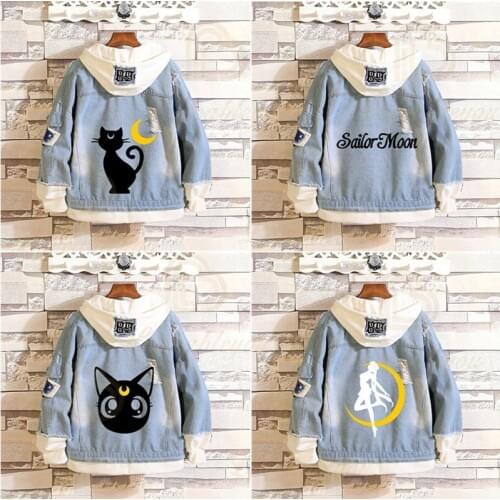 Sailor Moon Cosplay Hoodies Sweatshirt Denim Jacket 2020 New Fashion Autumn Winter Jacket