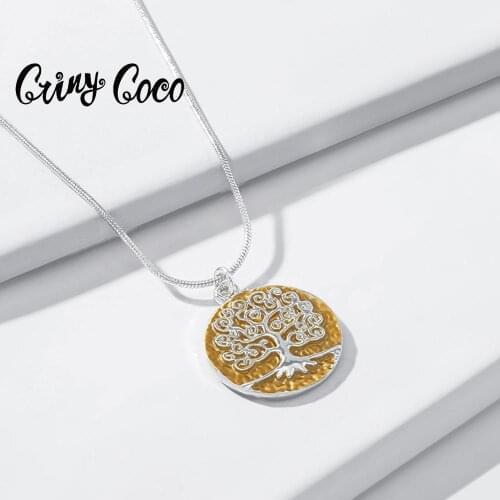 Cring Coco Fashion Tree of Life Necklace for Women 2020 Small CZ Gold Color Statement Pendants Necklaces Girls Chain Choker New