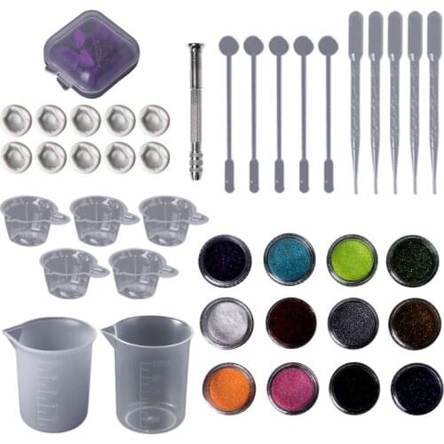 1 Set Epoxy Resin Kit DIY Jewelry Dry Flower Glitter Powder Shiny Dropper Cup Silicone Handmade Tackle Handmade Accessories Cast