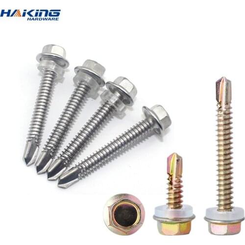 10/20pcs washer head hex hexagon self drilling tapping screw stainless steel zinc plated M4.2 M4.8 M5.5 M6.3 hardiflex screws