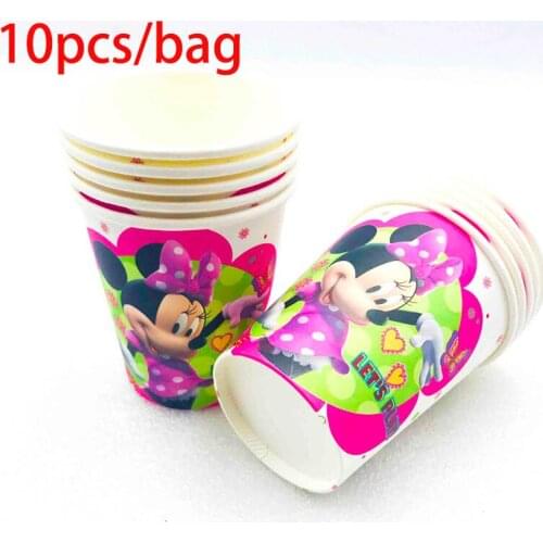 10pcs Minnie Mouse Cup Cartoon Theme Party For Children/Girls Happy Birthday Decoration Theme Party Supplies Festival