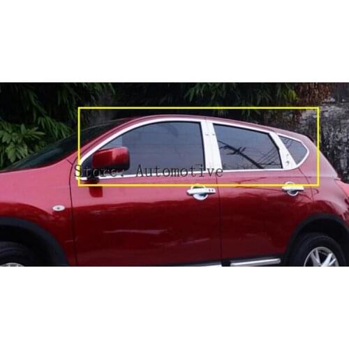 20pcs Stainless Steel Chrome Door Full Window Frame Pillars Window Sill Molding Trim Exactly For NISSAN QASHQAI J10 2008- 2013