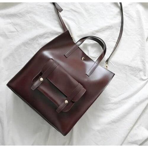 2019 brand high quality soft leather large pocket casual handbag womens handbag shoulder bag large capacity handbag