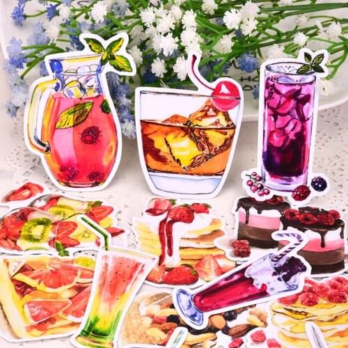 21pcs Delicious dessert drink Sticker Self-made Scrapbooking Decorative decoration /waterproof paper stationary stickers