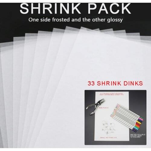 33Pcs DIY Heat Shrink Paper Film Sheets DIY for Home Crafts Accessories Jewelry Making Craft Rough Polish
