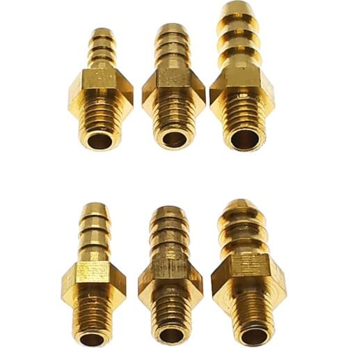 5PCS Copper Mini Male Thread Barb Connector M4*0.7 M5*0.8 M6*1 To 3 4mm 5mm 6mm Hose Leather Tube Trachea Pipe Connection Joint