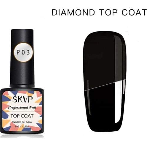 8ML Manicure Diamond Top Coat Glitter Gloss No Wipe Matte Soak Off Topcoat UV Gel Nail Varnish Sealer Matt Base Coat Gel