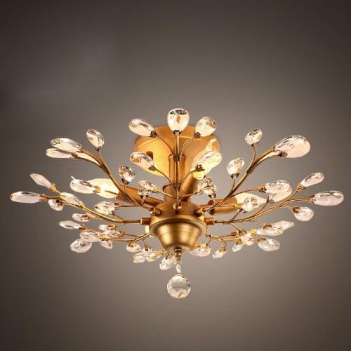 American country retro crystal branches chandelier living room bed room black color gold color E14 110-240V
