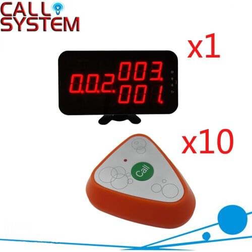 Wireless Calling Paging System 1 Display Screen 10 Table Bell Button Pager With Good Price( 1 display+10 call button )