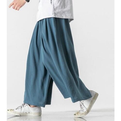 New Mens Wied Leg Pants Loose 2021 Streetwear Men Solid Color Casual Harem Pants Button Fly Woman Harajuku Style Straight Pants
