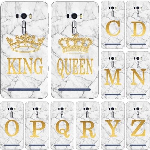 Phone Case For Fundas Asus ZenFone Selfie ZD551KL 5.5" White Marble Golden English Letter Fashion Name Back Cover Fundas Shell