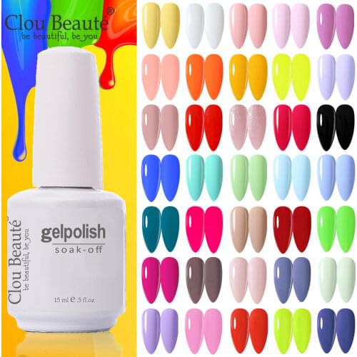 Clou Beaute Nail Art Gel Polish Vernis Semi Permanent UV Varnish 15ml Base Top Coat Nail Glitter Glue Ongle Lakiery Hybrydowe