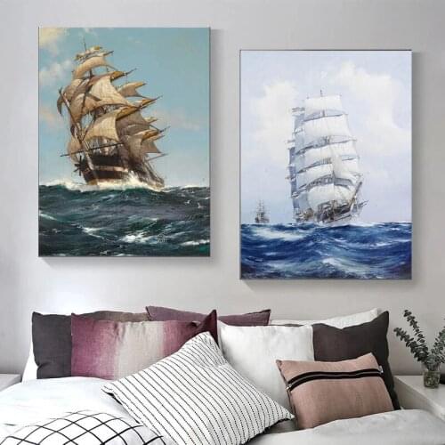 Sailboat Ship Seascape Decorative Painting Art Canvas Paintings for Living Room Wall Art Poster Art Home Decor Cuadros No Frame