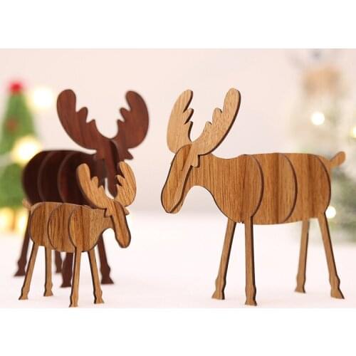 2019 DIY Wooden Elk Christmas Ornaments Decoration Shopping Malls Festival Home Bar Xmas Tree Hanging Pendant Childrens Gifts