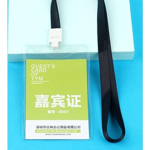 Double-sided transparent soft card holder work card cover with lanyard large exhibition guest card badge student badge set