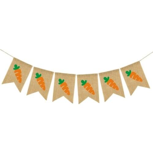 HAPPY Easter Burlap Banner Colored Carrot Pattern Warm Sleeping Bag Garland Easter Decoration Home Party Decoration Gift