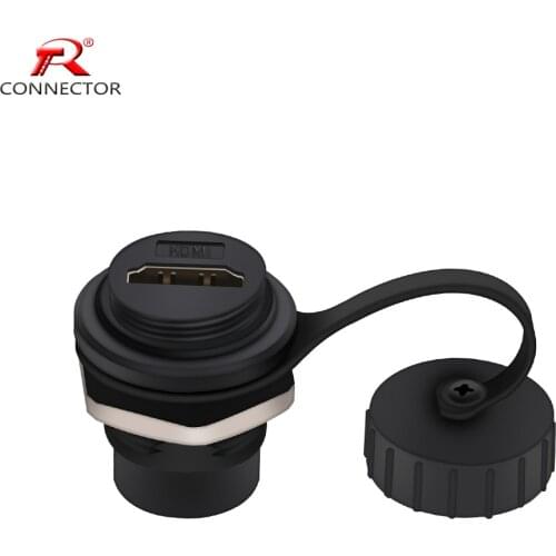 1Pc HDMI-Compatible Female Cable Connector Panel Mount Converter Waterproof Adapter Female Socket Soldering