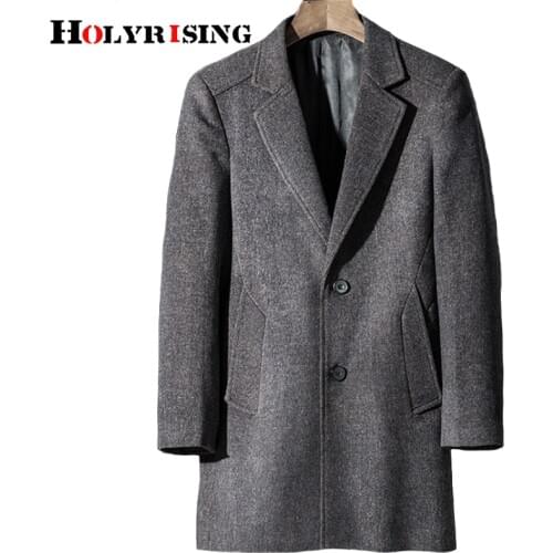 Holyrising Men 30% wool coat Brand Winter Clothing Turn-down Collar men Cashmere Jacket Wool Blend Pea Coat 3 color 18506-5