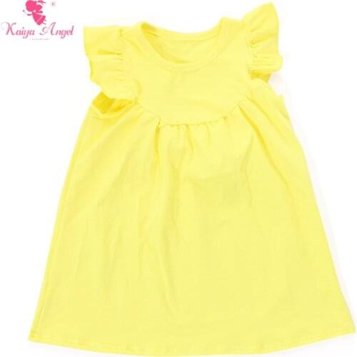 Kaiya Angel Solid Color Yellow Beautiful Girls Dress Kids Toddler Girl Dresses Children Clothes 1-9T