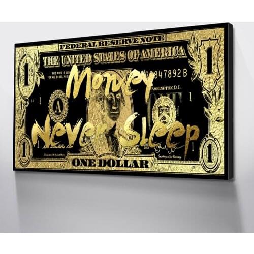 Canvas Painting Gold Wall Art Picture Dollars Canvas HD Room Decor Money Art Posters And Prints Cuadros Decoraci N Dormitorio