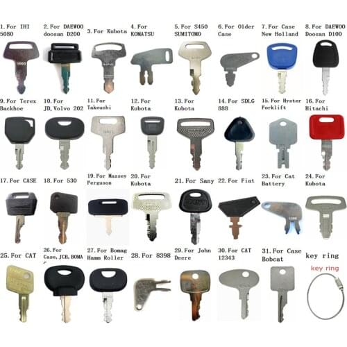 31 Construction Heavy Equipment Key for IHI,Marooka For Doosan,Daewoo For Kubota,Case,New Holland For Komatsu