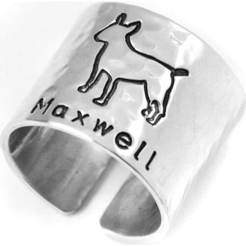 Bull Terrier Ring Personalized Pet Jewelry, Bull Terrier Dog Name Ring Custom Bull Terrier Ring Pet Loss Gift Dog Mom Gift
