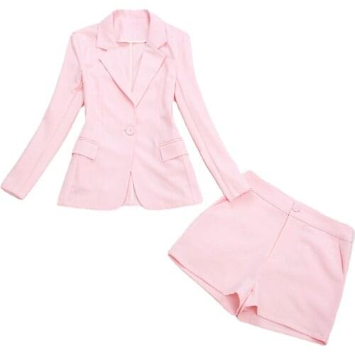 Summer New Cotton and Linen Thin Office Suit Shorts 2-piece Set of Western Style Linen Fashion Slim Jacket + High Waist Pants
