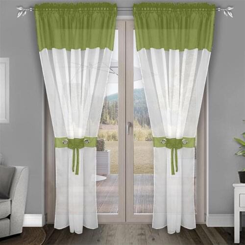 Flying Tulle Fabric with White Voile and Color Voile Curtain for Bedroom and Big Window with Plastic Ring and Same Color Voile f